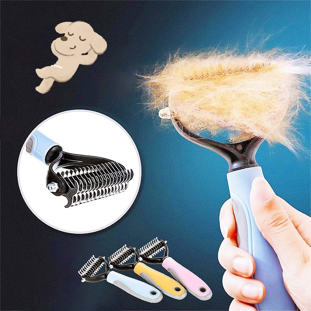 Stainless Double-Sided Pet Brush Hair Removal Comb Grooming Dematting Dog Grooming Shedding Tools
